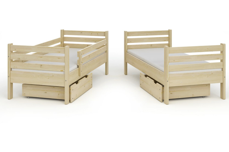 Rozkładane piętrowe łóżko hotelowe z litego drewna - kolor szary