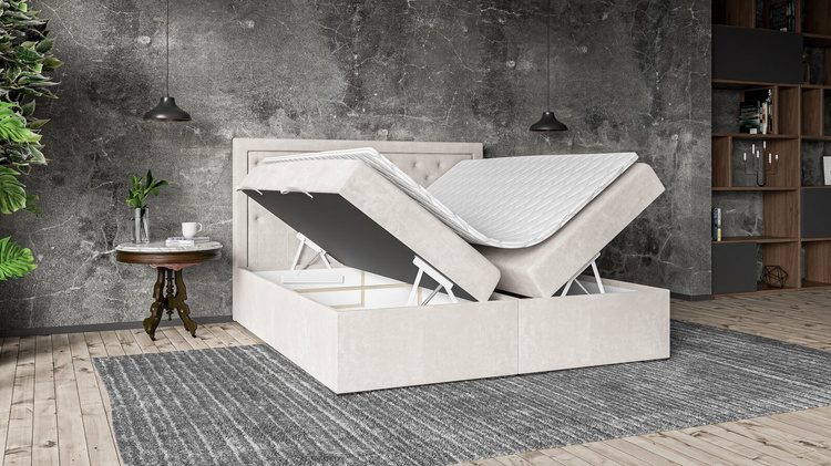 Łóżko kontynentalne Glamour z pojemnikiem