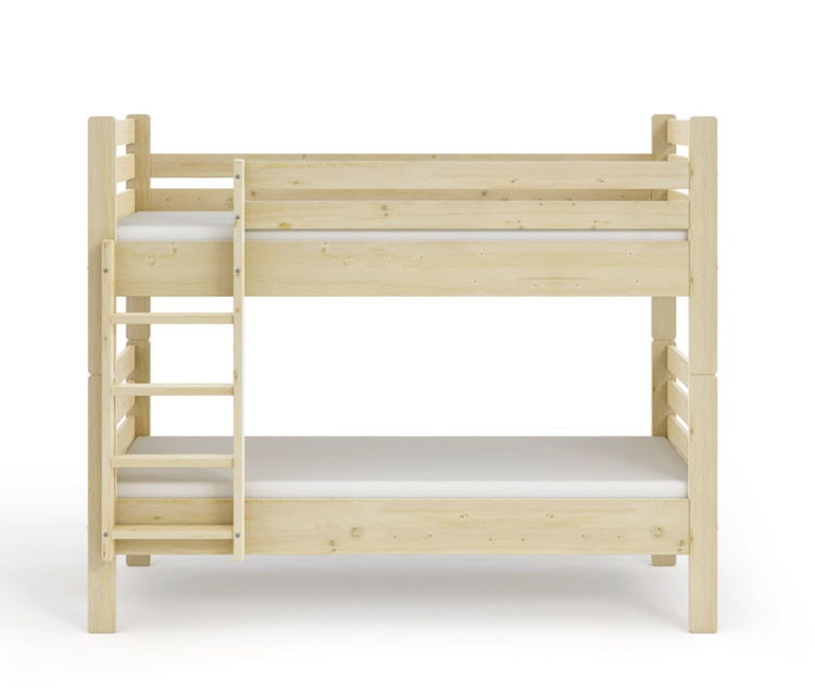 Rozkładane piętrowe łóżko hotelowe z litego drewna - kolor szary